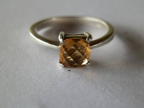 Solid sterling silver natural citrine ring
